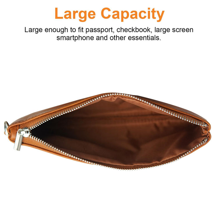 6 Inch Simple Retro Leather Clutch Zipper Bag