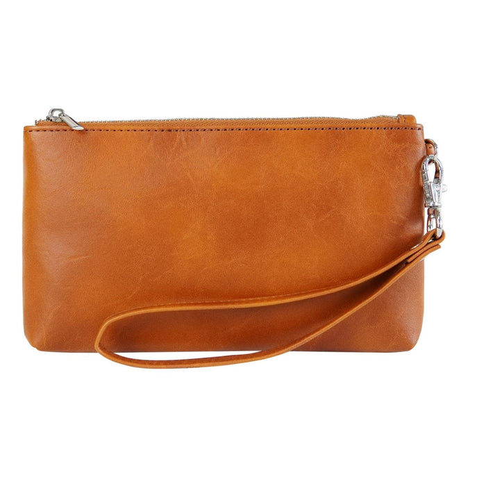 6 Inch Simple Retro Leather Clutch Zipper Bag