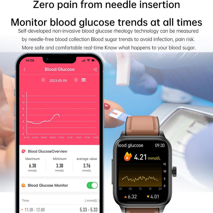 1.91 Inch Ip67 Waterproof Silicone Band Smart Watch Support Ecg / Non-Invasive Blood Glucose Measurement