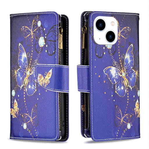 Coloured Drawing Pattern Zipper Phone Leather Case