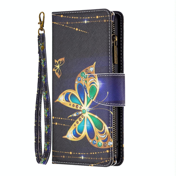 Coloured Drawing Pattern Zipper Phone Leather Case