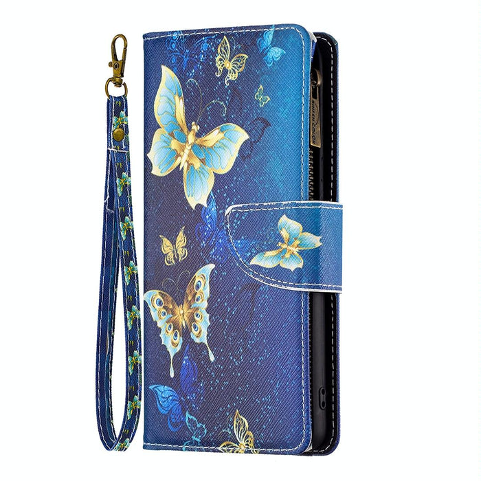 Coloured Drawing Pattern Zipper Phone Leather Case