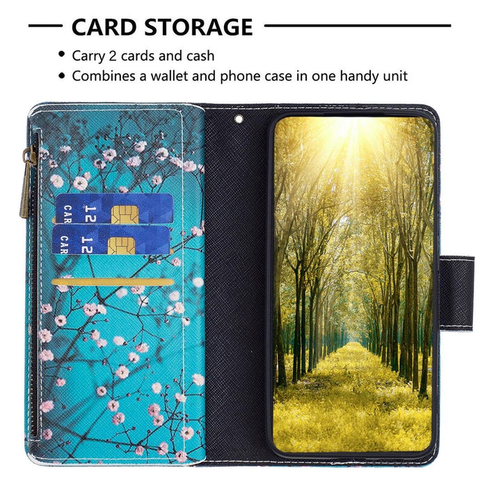 Coloured Drawing Pattern Zipper Phone Leather Case