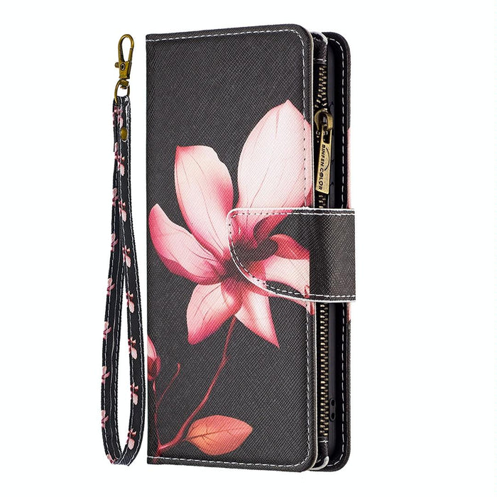 Coloured Drawing Pattern Zipper Phone Leather Case