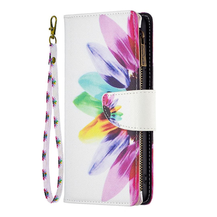 Coloured Drawing Pattern Zipper Phone Leather Case