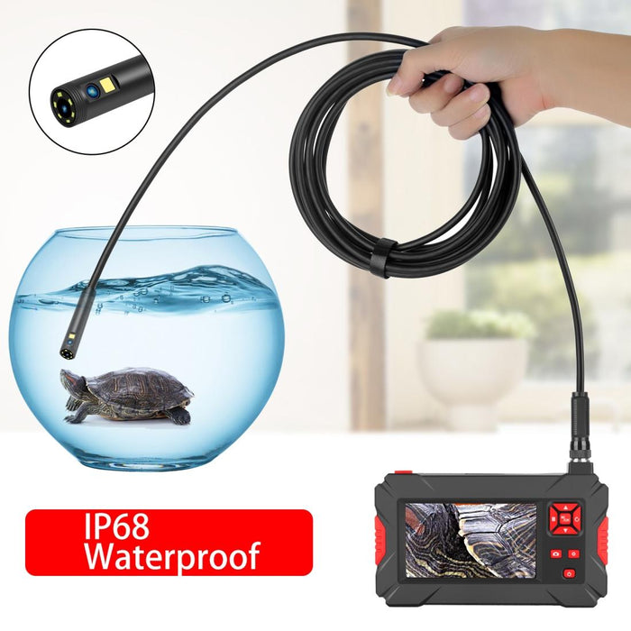 5.5Mm 1080P Iwaterproof 4.3 Inch Screen Dual Camera Digital Endoscope Length 10M Hard Cable Black