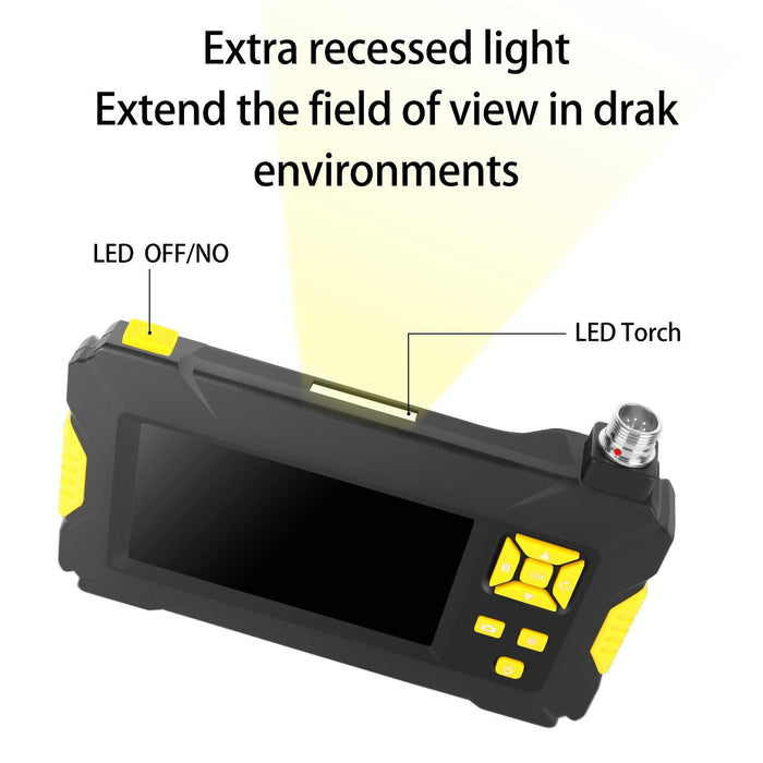 3.9Mm 1080P Iwaterproof 4.3 Inch Screen Single Camera Digital Endoscope Length 5M Hard Cable Black