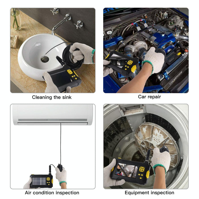 3.9Mm 1080P Iwaterproof 4.3 Inch Screen Single Camera Digital Endoscope Length 10M Hard Cable Black