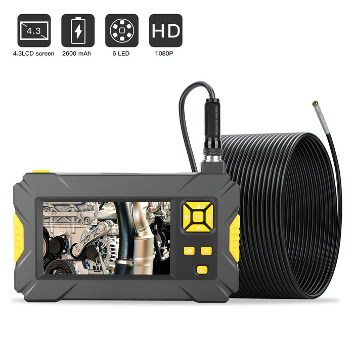3.9Mm 1080P Iwaterproof 4.3 Inch Screen Single Camera Digital Endoscope Length 10M Hard Cable Black