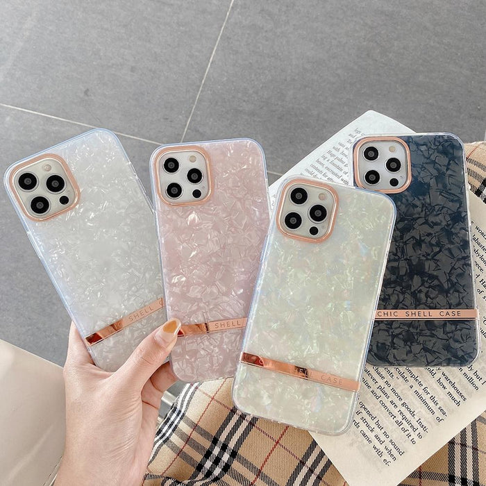 Electroplating Shell Texture Tpu Phone Case For Iphone 15