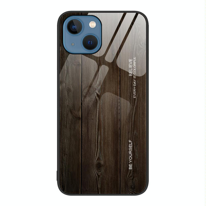 Wood Grain Glass Phone Case For Iphone 15