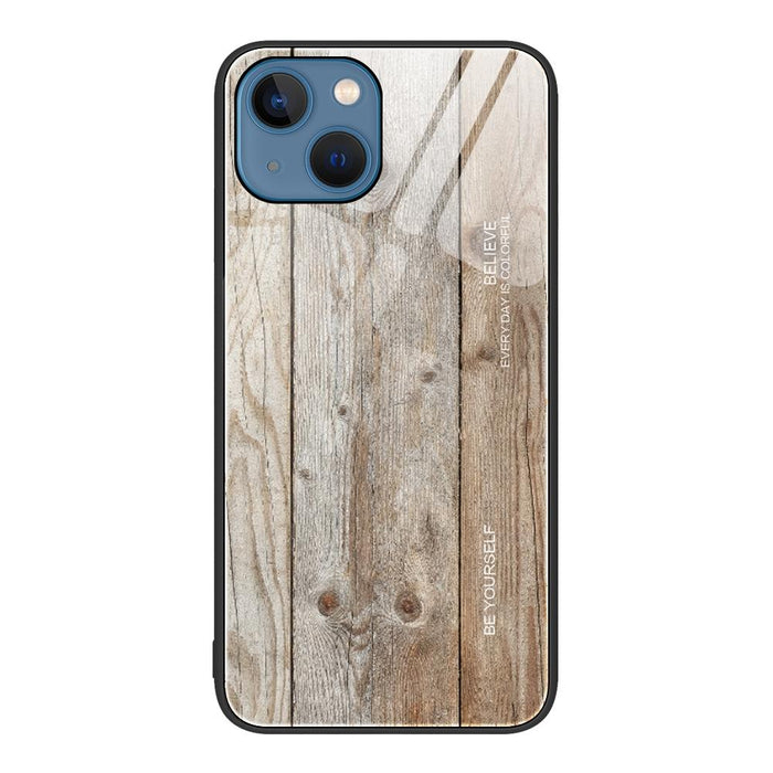 Wood Grain Glass Phone Case For Iphone 15