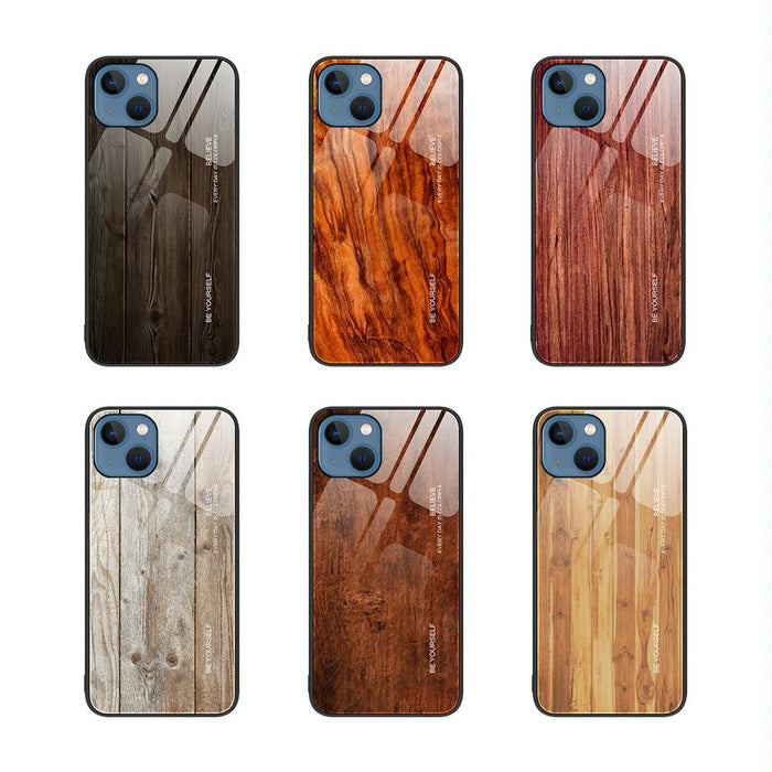 Wood Grain Glass Phone Case For Iphone 15