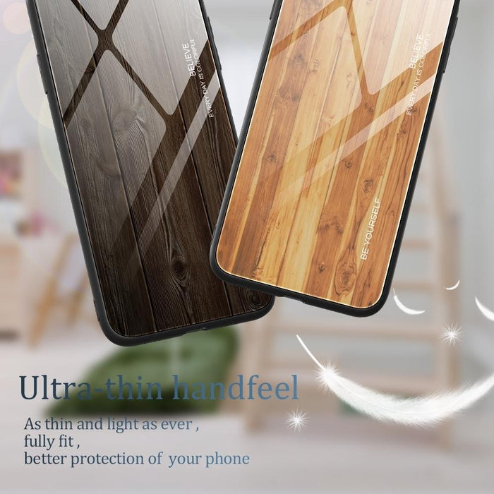 Wood Grain Glass Phone Case For Iphone 15