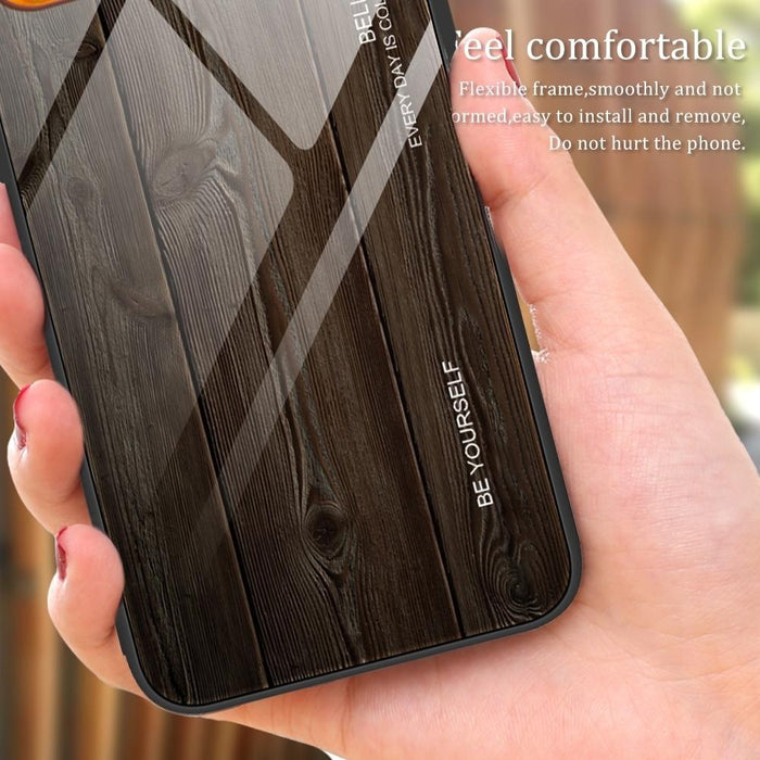 Wood Grain Glass Phone Case For Iphone 15