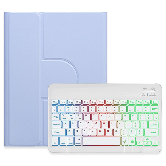 Three-Colour Backlight White 360 Degree Rotatable Bluetooth Keyboard Leather Case