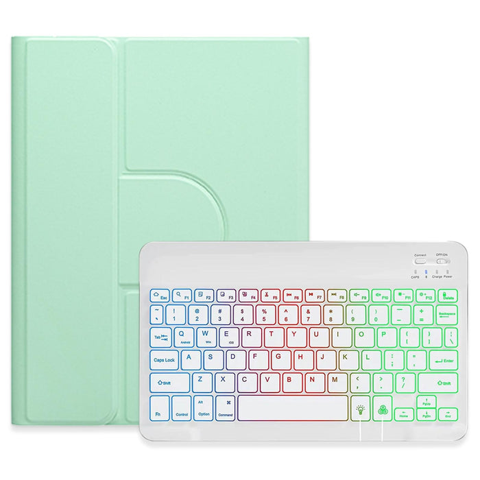 Three-Colour Backlight White 360 Degree Rotatable Bluetooth Keyboard Leather Case