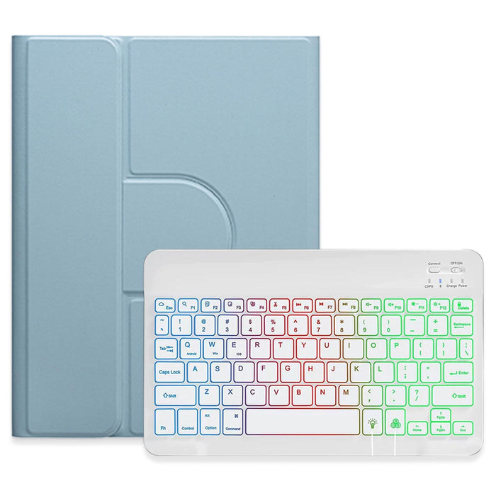 Three-Colour Backlight White 360 Degree Rotatable Bluetooth Keyboard Leather Case