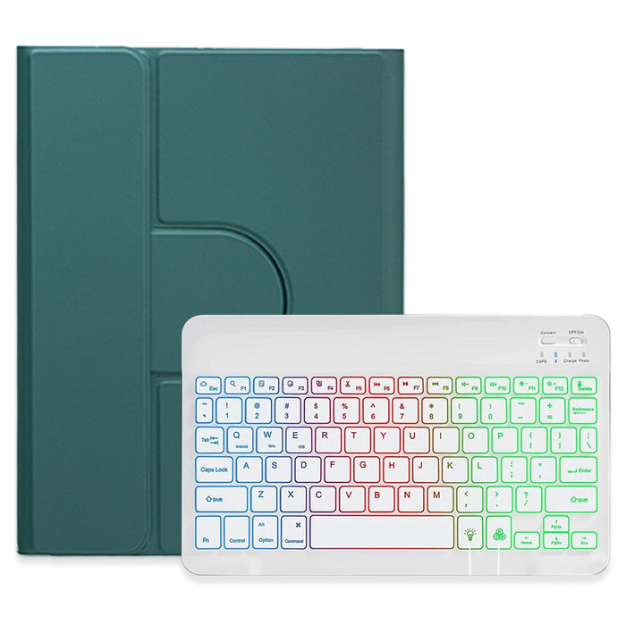 Three-Colour Backlight White 360 Degree Rotatable Bluetooth Keyboard Leather Case