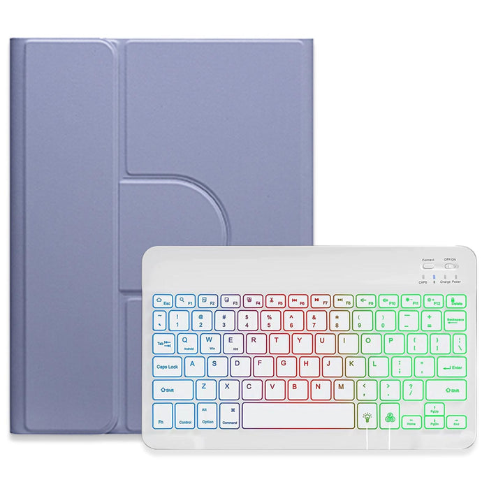 Three-Colour Backlight White 360 Degree Rotatable Bluetooth Keyboard Leather Case