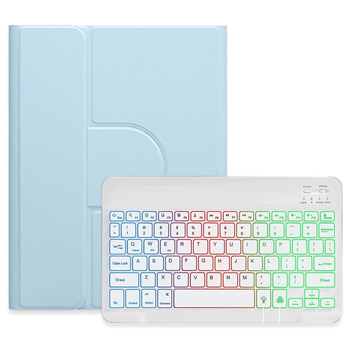 Three-Colour Backlight White 360 Degree Rotatable Bluetooth Keyboard Leather Case