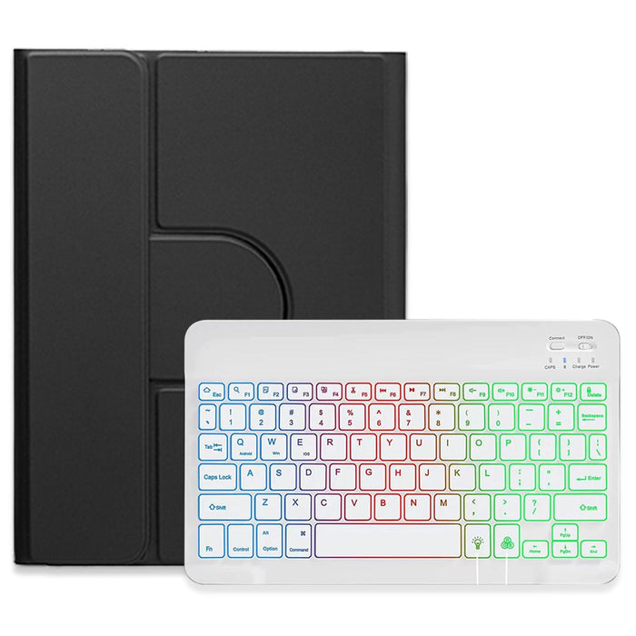 Three-Colour Backlight White 360 Degree Rotatable Bluetooth Keyboard Leather Case