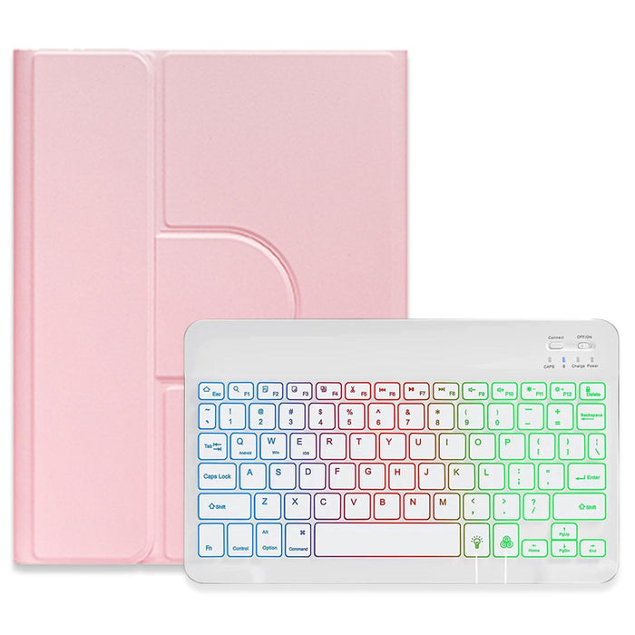 Three-Colour Backlight White 360 Degree Rotatable Bluetooth Keyboard Leather Case