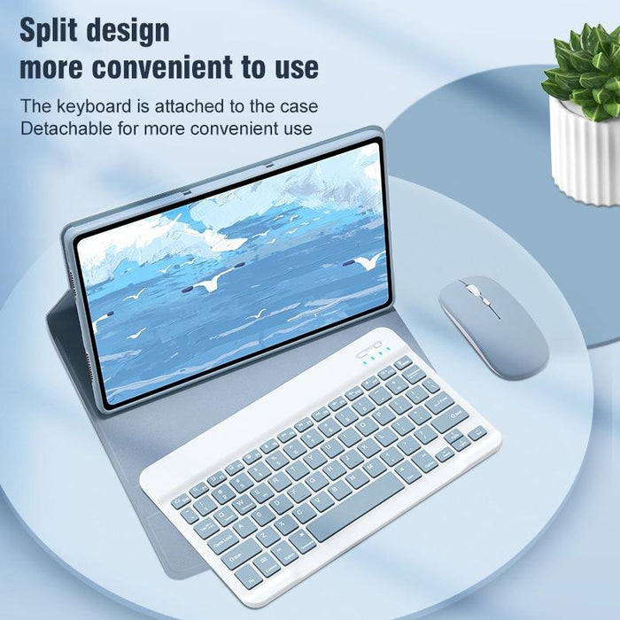 Three-Colour Backlight White 360 Degree Rotatable Bluetooth Keyboard Leather Case