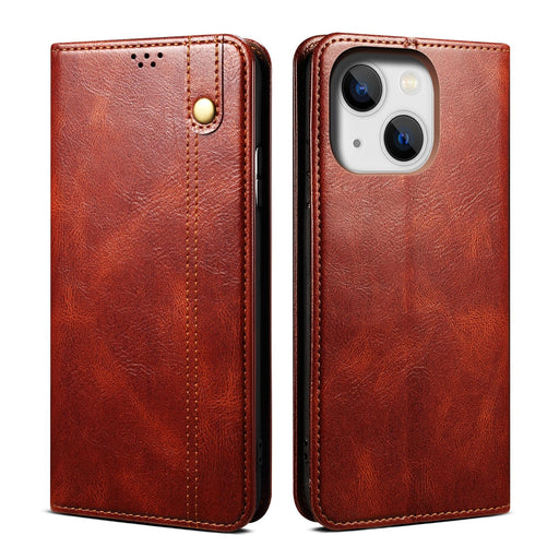 Oil Wax Crazy Horse Texture Leather Phone Case For Iphone 15