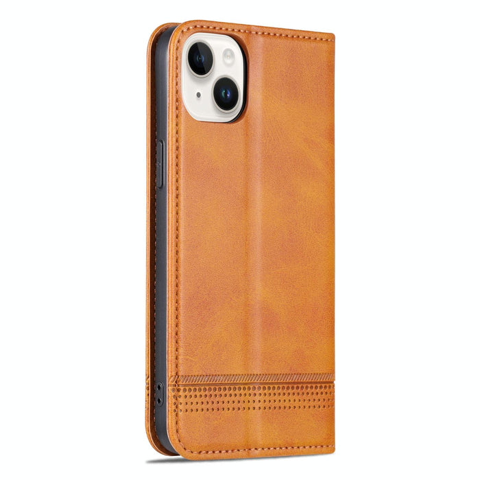 Azns Magnetic Calf Texture Leather Phone Case For Iphone 15