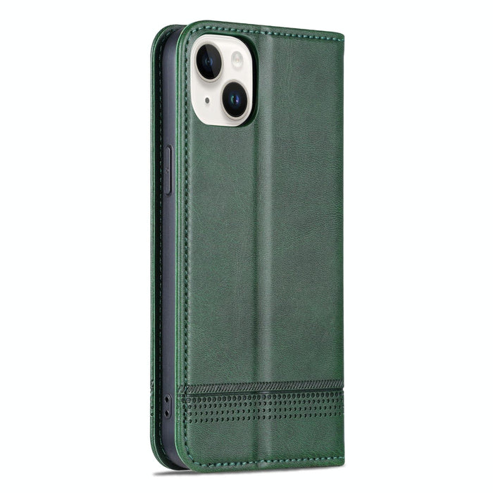 Azns Magnetic Calf Texture Leather Phone Case For Iphone 15