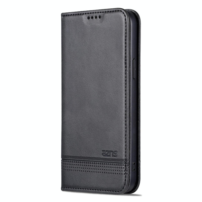 Azns Magnetic Calf Texture Leather Phone Case For Iphone 15