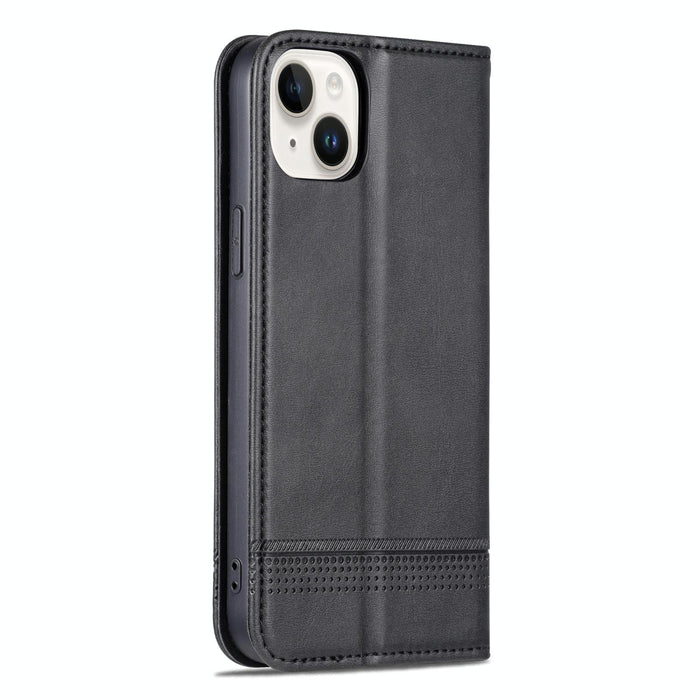 Azns Magnetic Calf Texture Leather Phone Case For Iphone 15