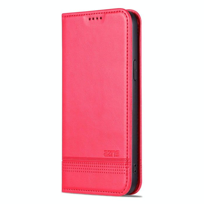 Azns Magnetic Calf Texture Leather Phone Case For Iphone 15