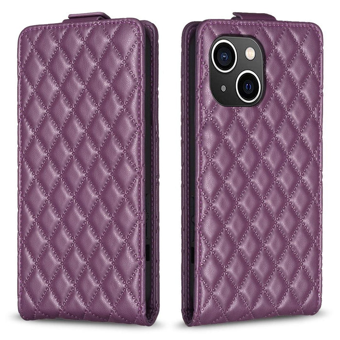 Diamond Lattice Vertical Flip Leather Phone Case For Iphone