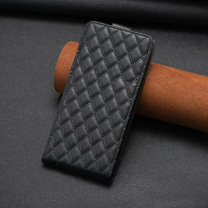 Diamond Lattice Vertical Flip Leather Phone Case For Iphone