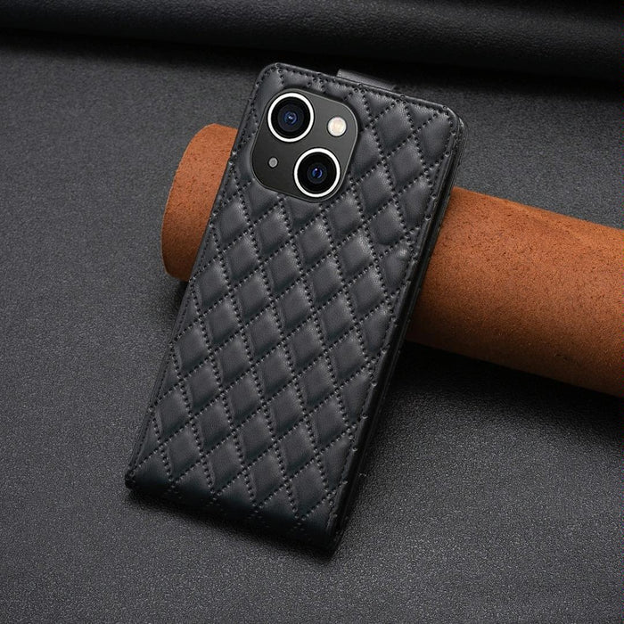 Diamond Lattice Vertical Flip Leather Phone Case For Iphone