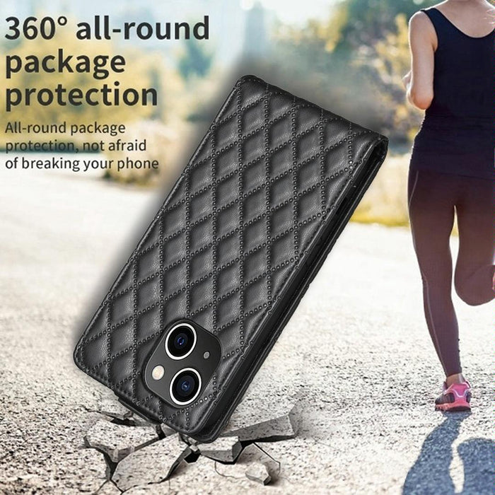 Diamond Lattice Vertical Flip Leather Phone Case For Iphone