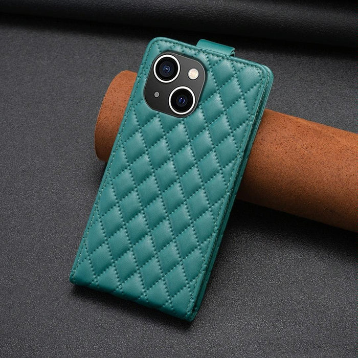 Diamond Lattice Vertical Flip Leather Phone Case For Iphone