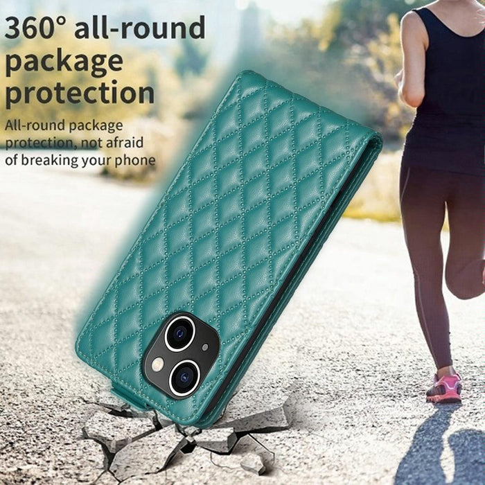 Diamond Lattice Vertical Flip Leather Phone Case For Iphone