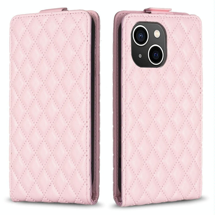 Diamond Lattice Vertical Flip Leather Phone Case For Iphone