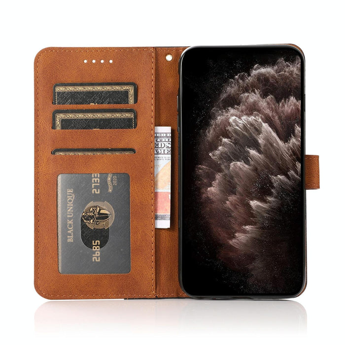 Dual Colour Stitching Leather Phone Case For Iphone 15