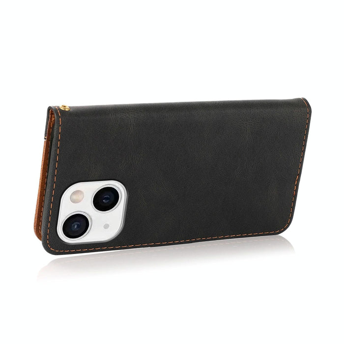 Dual Colour Stitching Leather Phone Case For Iphone 15