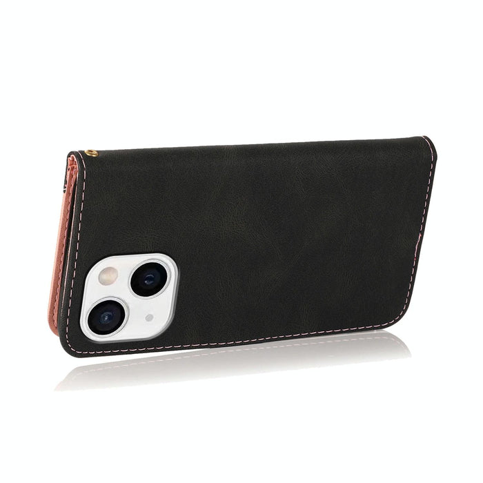 Dual Colour Stitching Leather Phone Case For Iphone 15