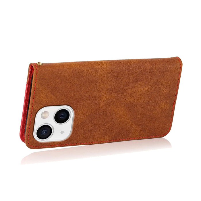 Dual Colour Stitching Leather Phone Case For Iphone 15