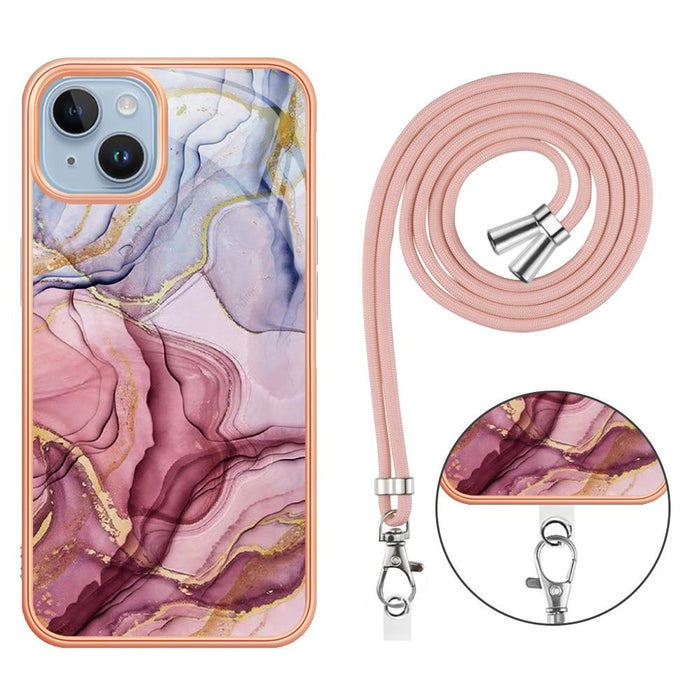 Electroplating Marble Dual Side Imd Phone Case With Lanyard