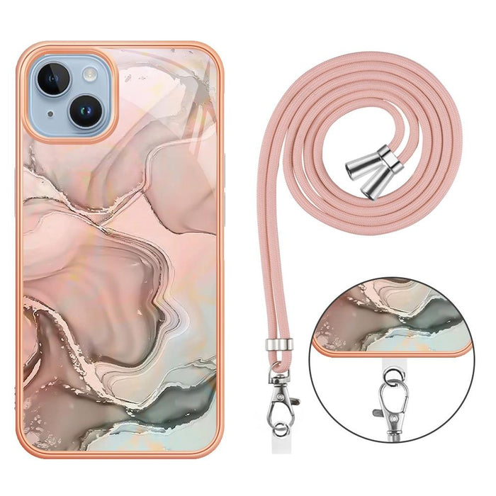 Electroplating Marble Dual Side Imd Phone Case With Lanyard