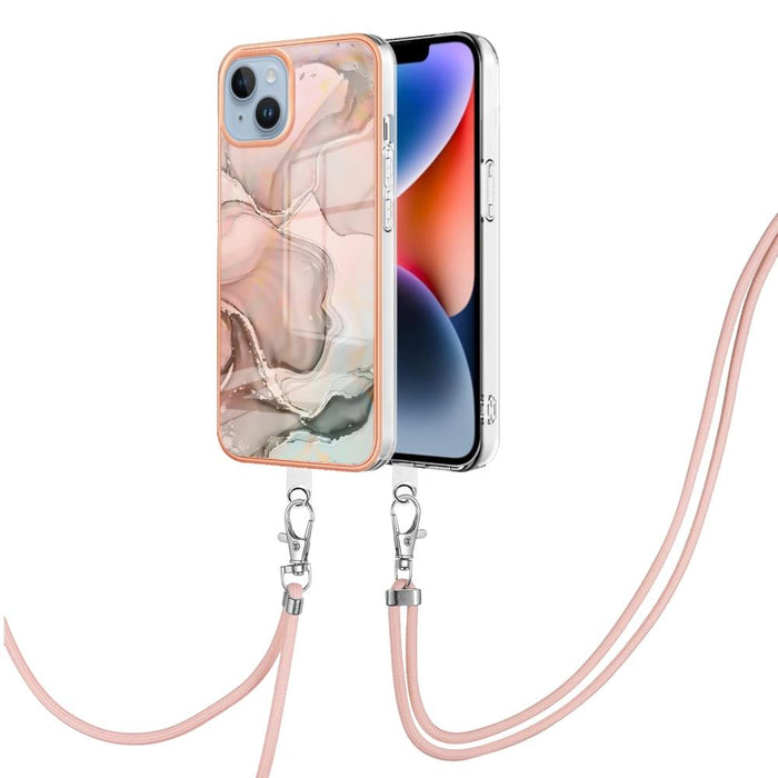 Electroplating Marble Dual Side Imd Phone Case With Lanyard