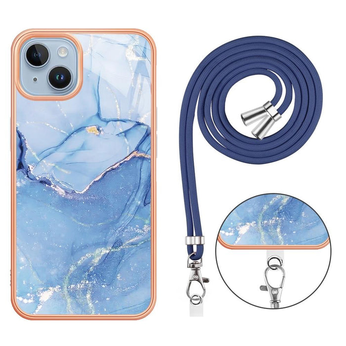 Electroplating Marble Dual Side Imd Phone Case With Lanyard