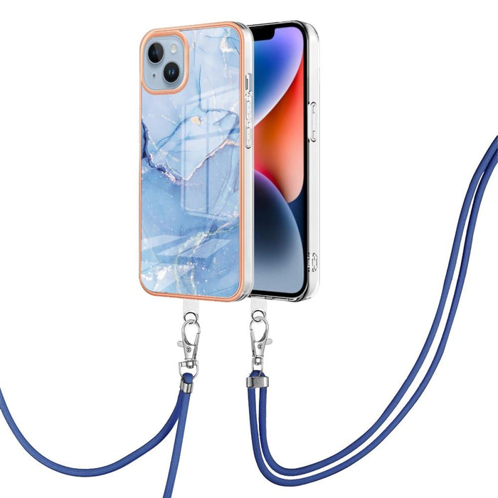 Electroplating Marble Dual Side Imd Phone Case With Lanyard